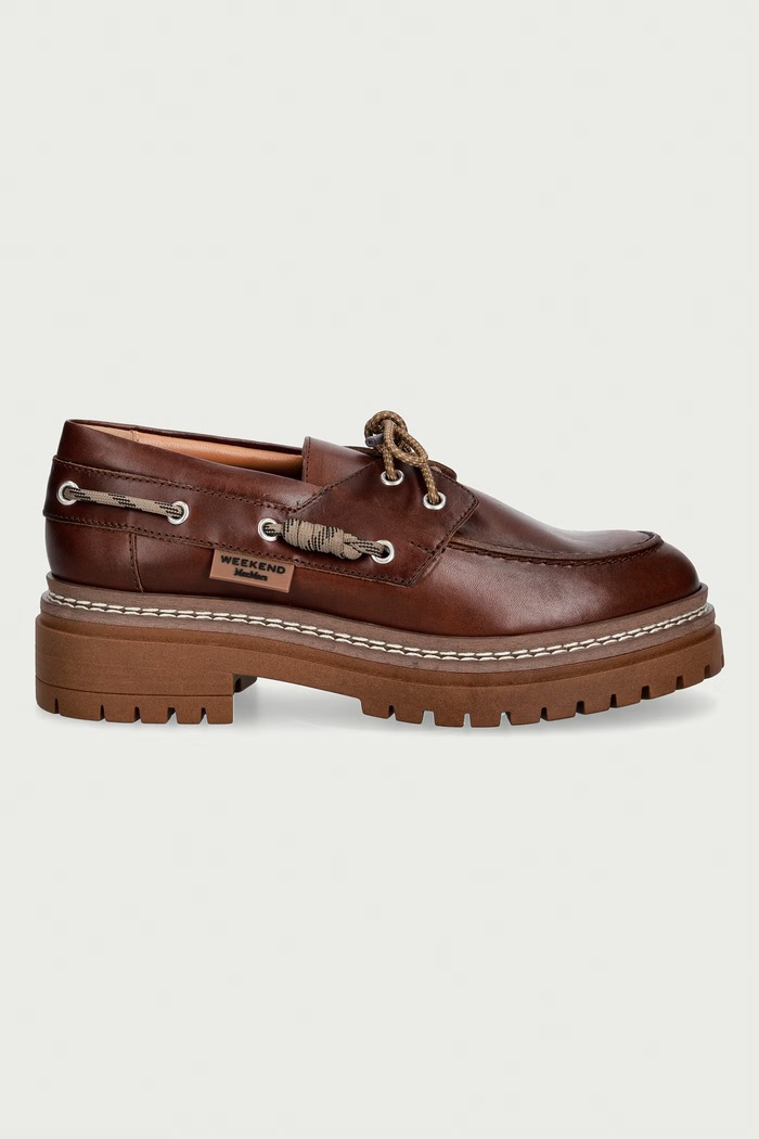 Weekend Max Mara mokasyny damskie skórzane 2625526015600.BROWN brązowy AW26