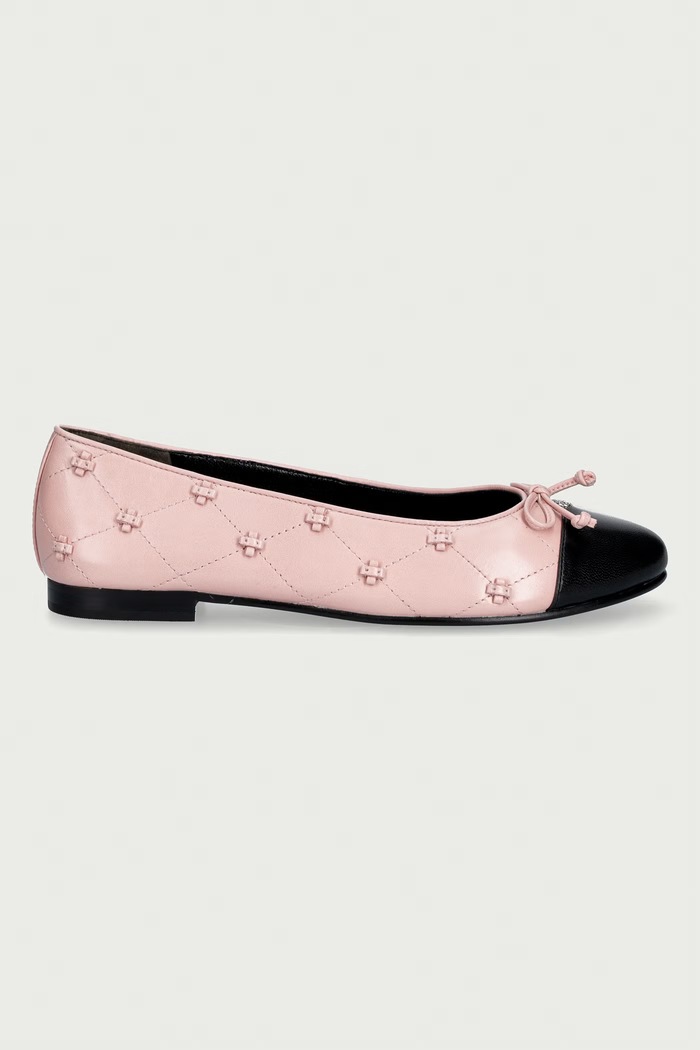 Tory Burch Μπαλαρίνες δερμάτινες Cap-Toe Bunny Knot Ballet 187846.650 ροζ AW26