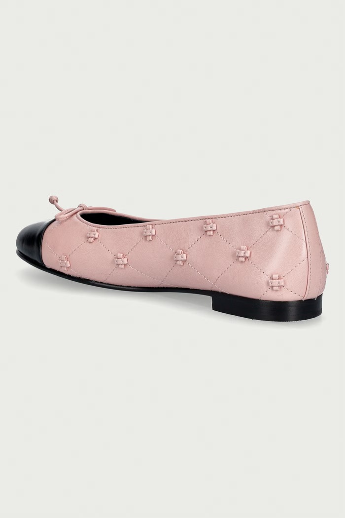 Παπούτσια Tory Burch Μπαλαρίνες δερμάτινες Cap-Toe Bunny Knot Ballet 187846.650 ροζ