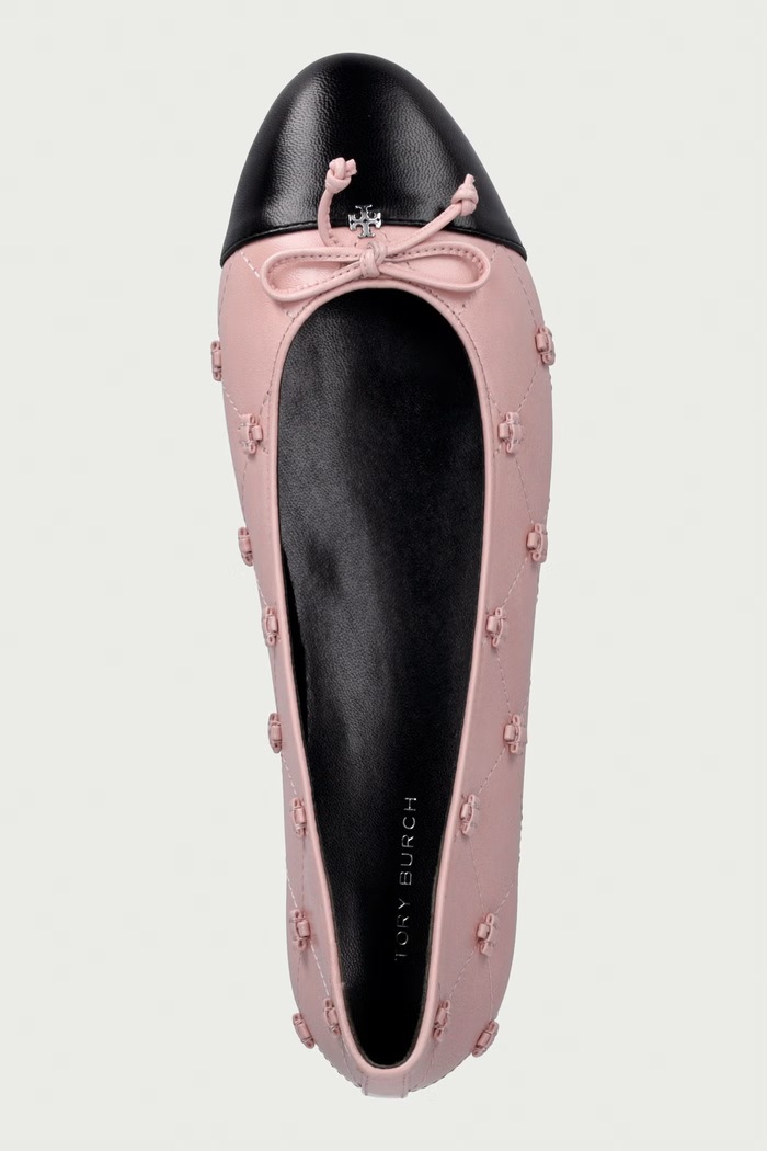 Μπαλαρίνες δερμάτινες Cap-Toe Bunny Knot Ballet Tory Burch 187846.650 ροζ