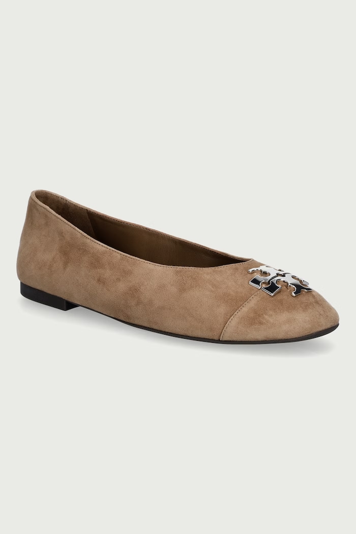 Tory Burch Baleriny zamszowe Charlie Ballet beżowy 186910.037