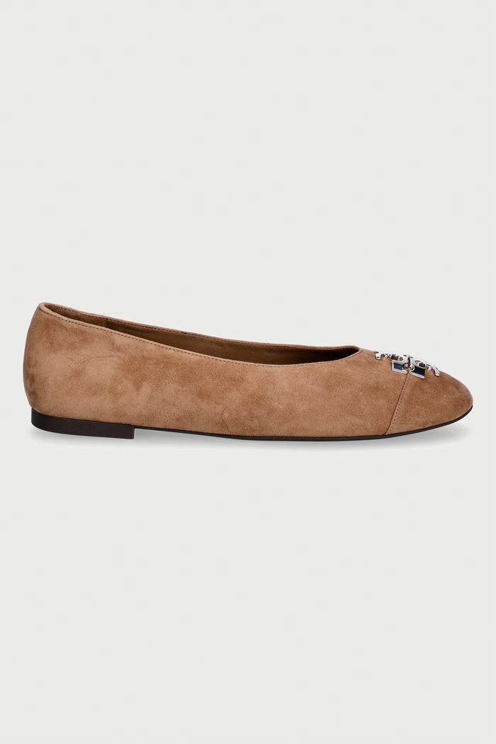 Tory Burch μπαλαρίνες σουέτ Charlie Ballet 186910.037 μπεζ AW26