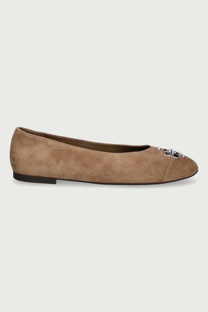 Tory Burch Baleriny zamszowe Charlie Ballet 186910.037 beżowy AW26