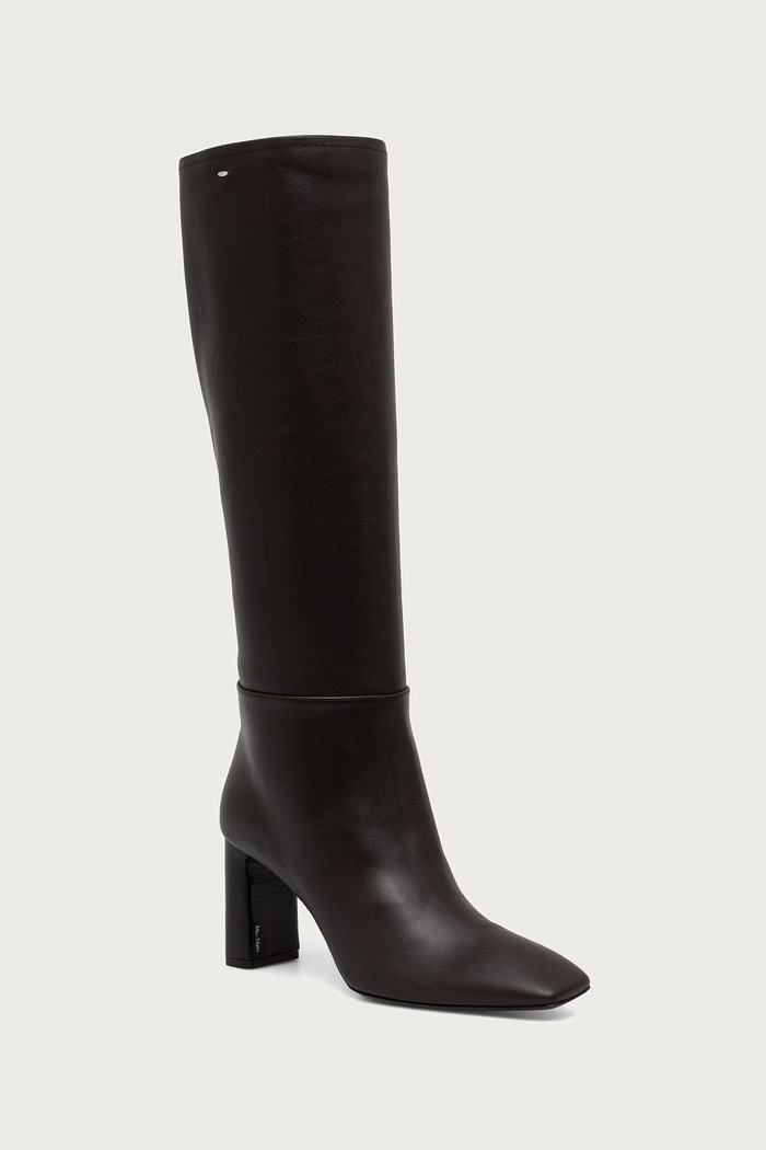 Max Mara Kozaki damskie skórzane brązowy 2624796112600