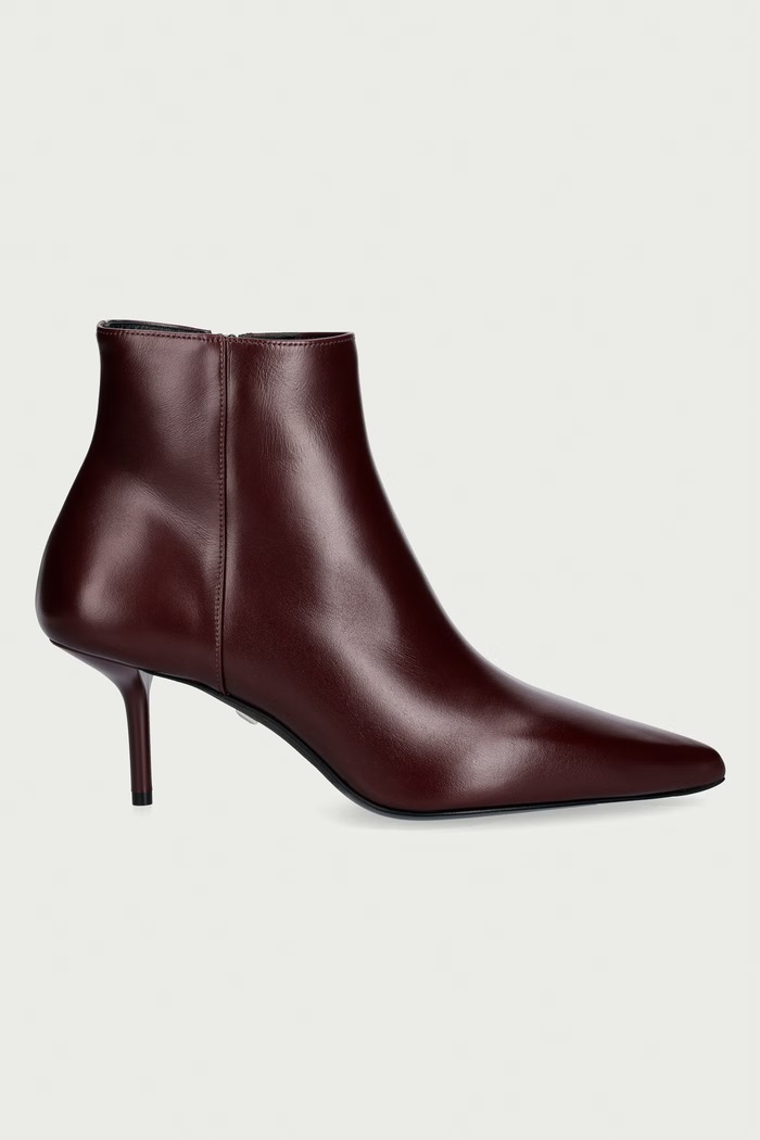 Max Mara botki damskie skórzane 2624796032600 bordowy AW26