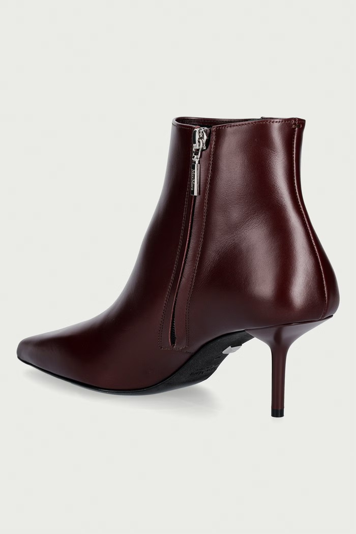 Obuwie Max Mara botki damskie skórzane 2624796032600 bordowy