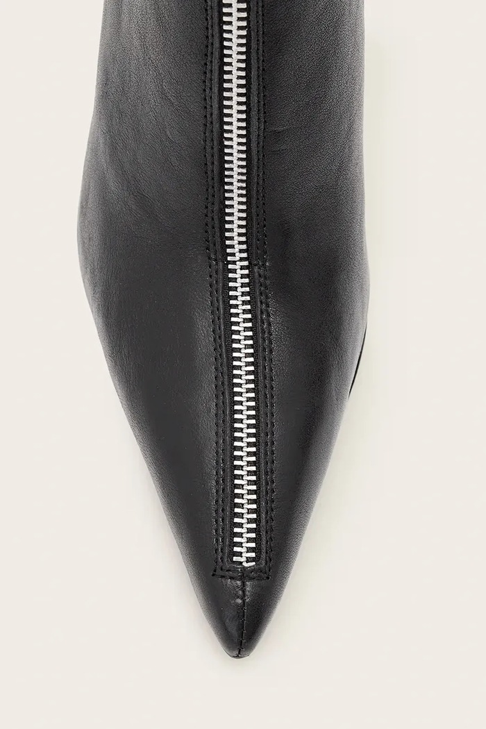 Botki na wysokim obcasie damskie skórzane Vera Zip Boot AllSaints czarny W030FF