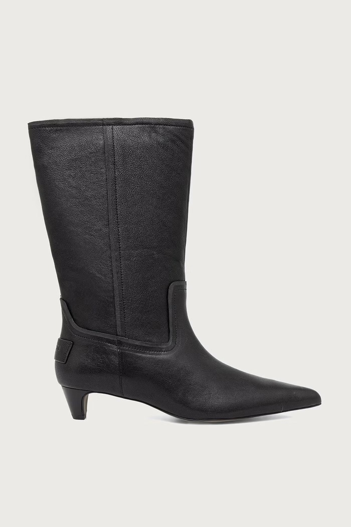 AllSaints Gležnjače za žene od kože Veda Boot W032FF.BLK crna AW26
