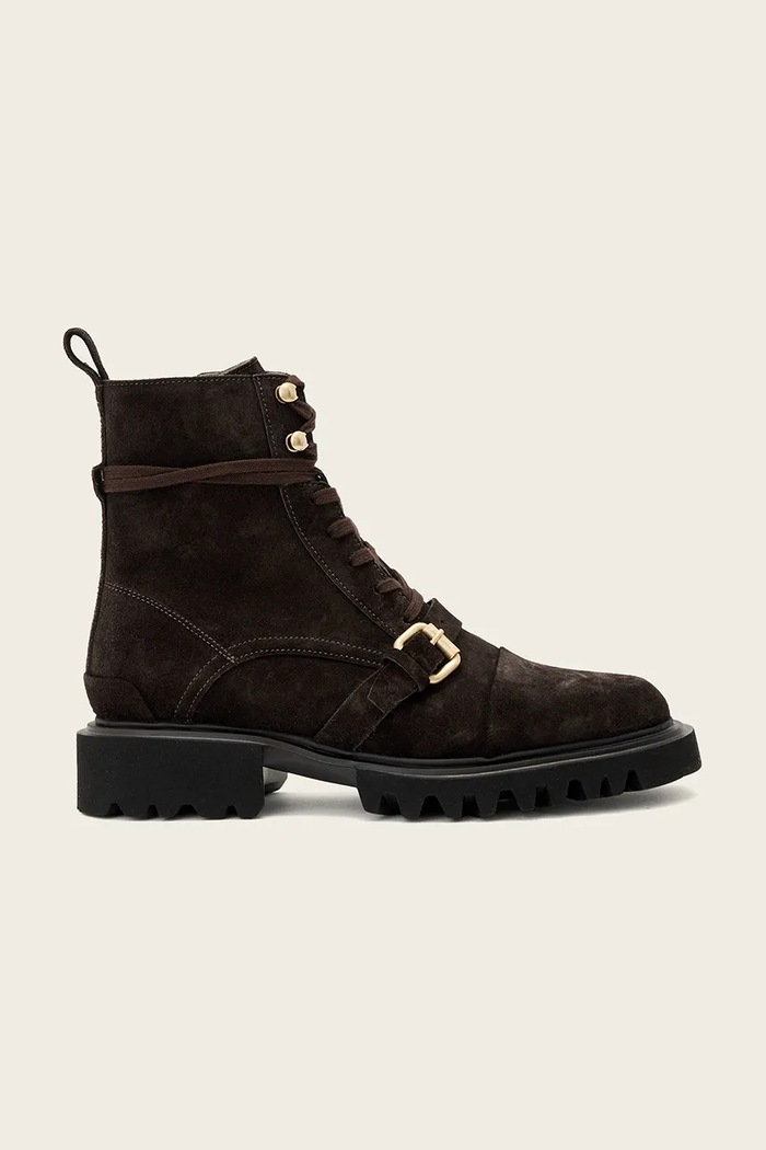 AllSaints Členkové čižmy dámske semišové Tori Suede Boot hnedá W004FF