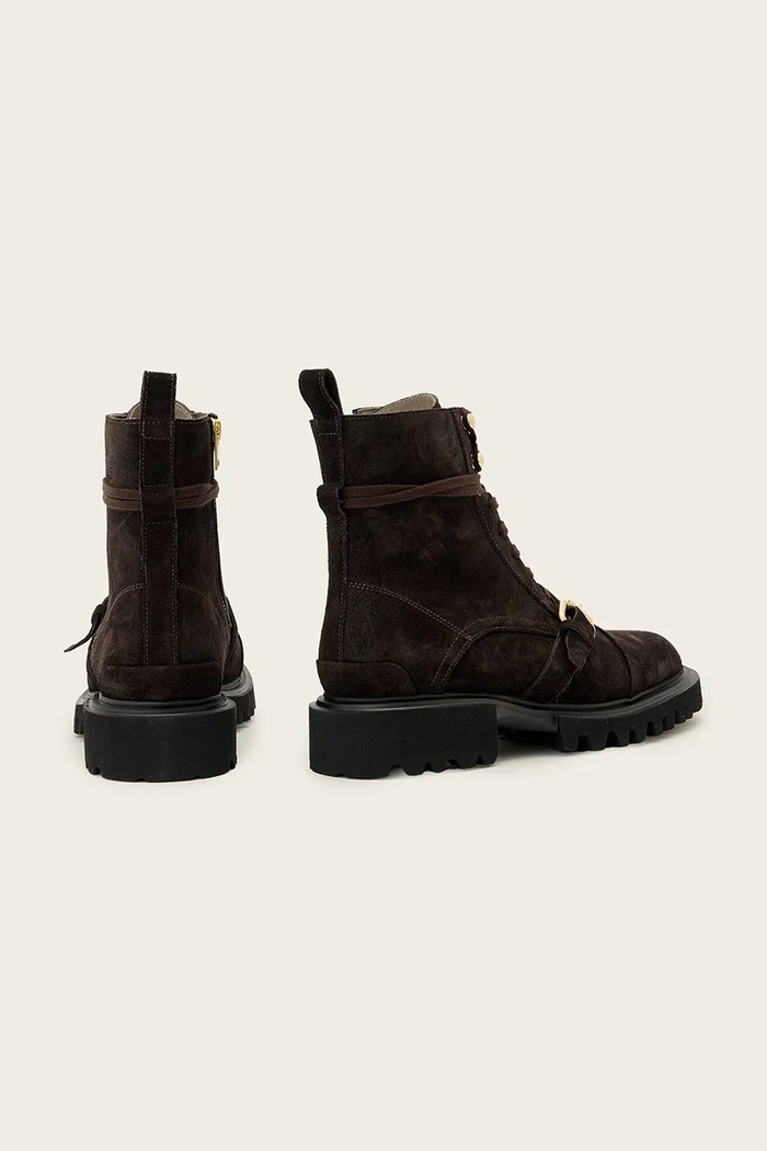 Obuv AllSaints Členkové čižmy dámske semišové Tori Suede Boot W004FF hnedá