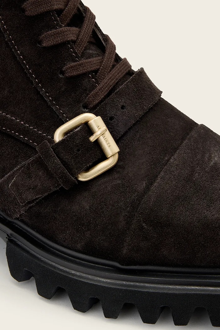 Členkové čižmy dámske semišové Tori Suede Boot AllSaints W004FF hnedá
