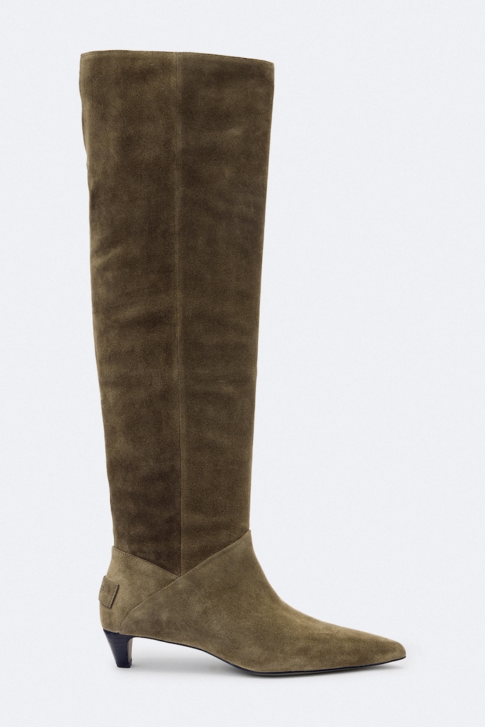 AllSaints Kozaki damskie zamszowe Ortega Suede Boot zielony W034FF