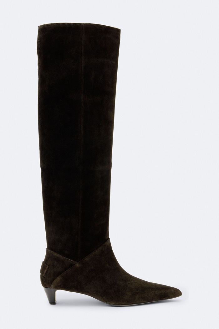 AllSaints Kozaki damskie zamszowe Ortega Suede Boot brązowy W034FF.BRN