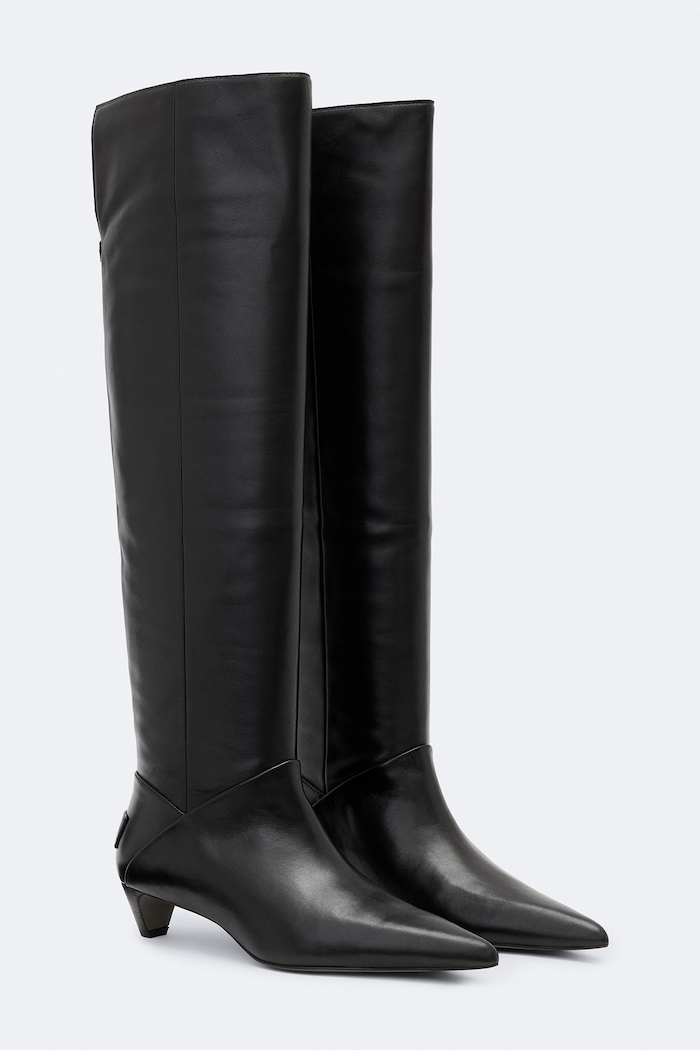 AllSaints Kozaki damskie skórzane Ortega Boot W033FF czarny AW26