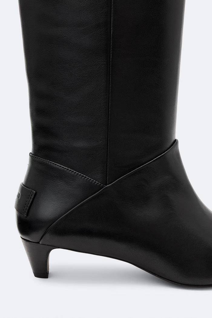 Obuwie AllSaints Kozaki damskie skórzane Ortega Boot W033FF czarny