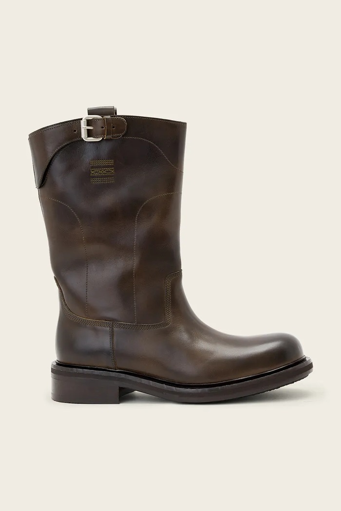 AllSaints Členkové čižmy dámske kožené Morris Pull On Boot hnedá W060FF