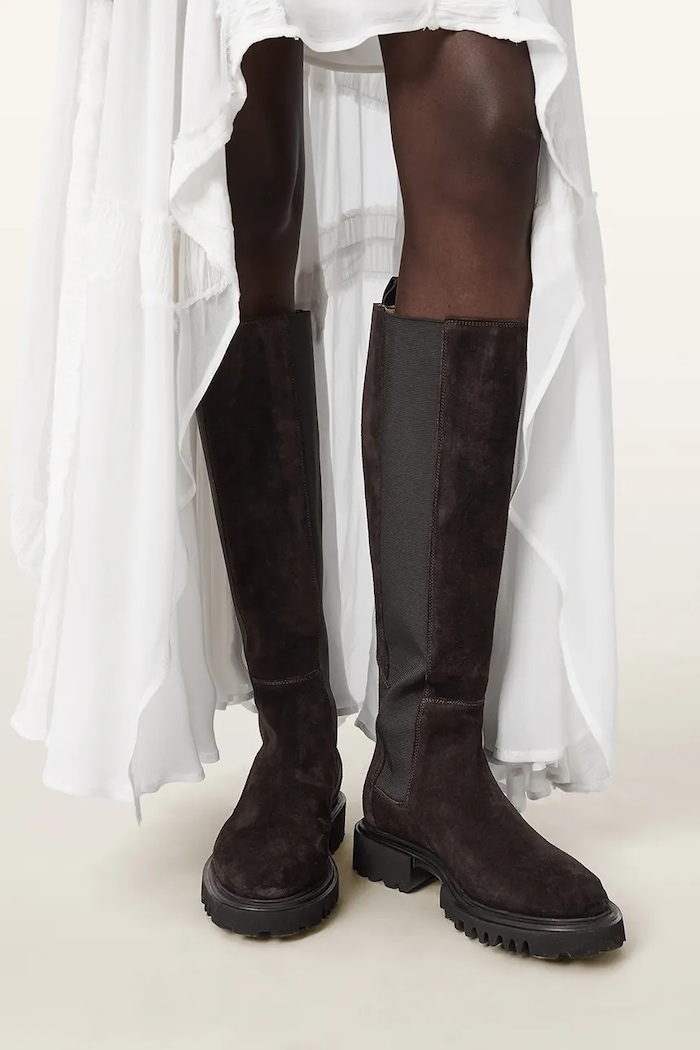 AllSaints Čižmy dámske semišové Maeve Suede Boot W006FF