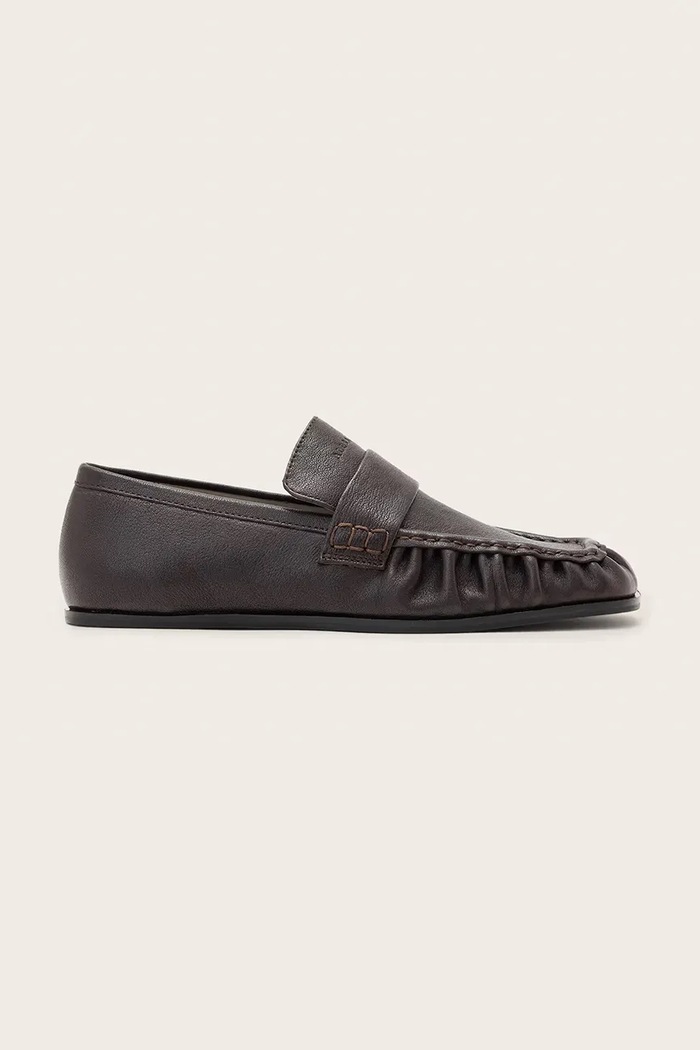 AllSaints Mokasinke za žene od kože Julie Loafer smeđa W011FF
