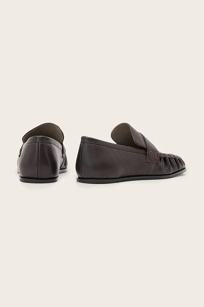 Obuća AllSaints Mokasinke za žene od kože Julie Loafer W011FF smeđa
