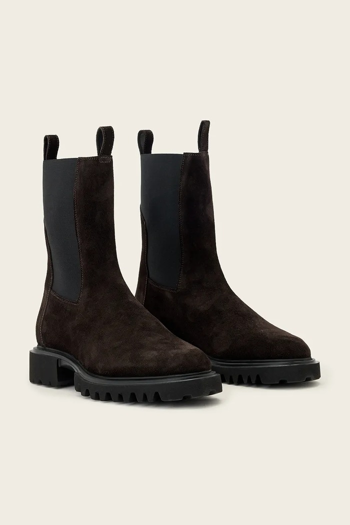 AllSaints Členkové čižmy dámske semišové Hallie Suede Boot W005FD hnedá AW26
