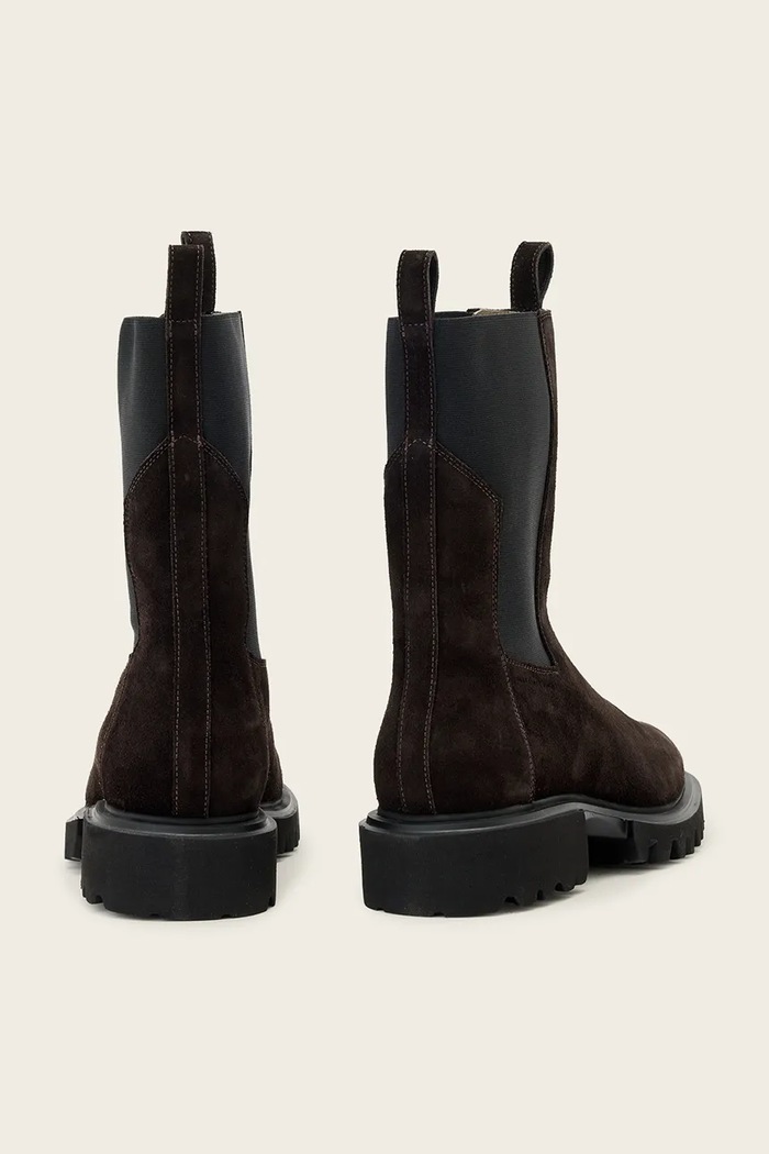 Obuv AllSaints Členkové čižmy dámske semišové Hallie Suede Boot W005FD hnedá