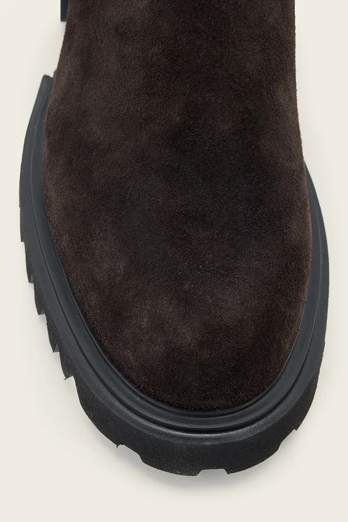 Členkové čižmy dámske semišové Hallie Suede Boot AllSaints hnedá W005FD