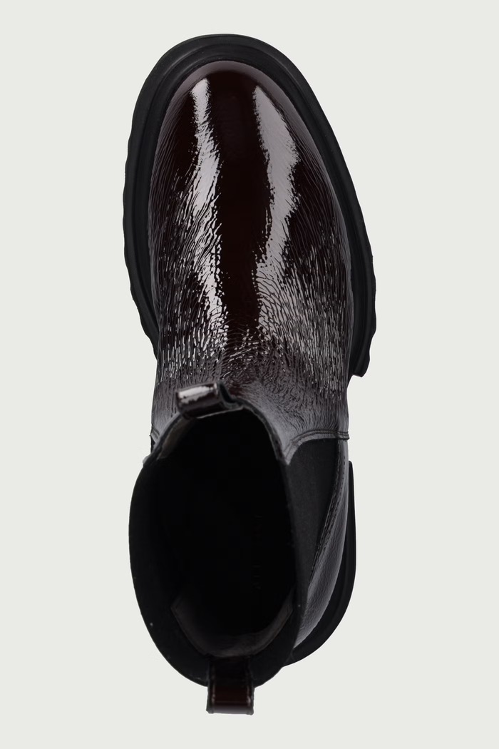 Botki na platformie damskie skórzane Hallie Boot Patent AllSaints W003FF brązowy