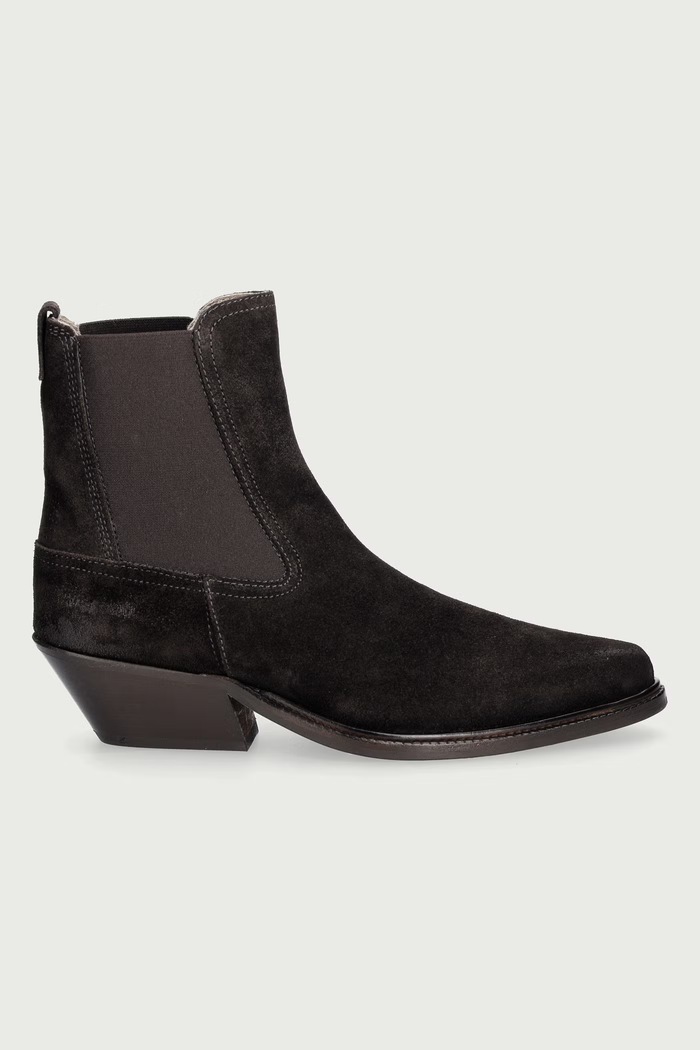AllSaints Čizme s niskom potpeticom za žene od kože Carter Suede Chelsea W093FF smeđa AW26