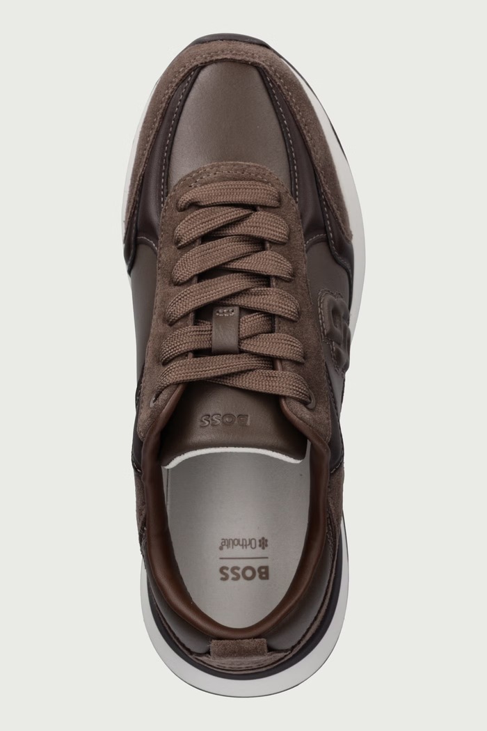 B Icon sneakers da donna in pelle BOSS 50573813.242 marrone