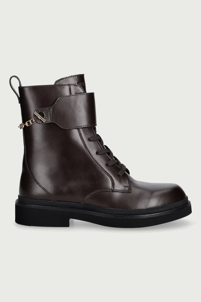 BOSS Kotníkové boty dámské kožené Eleri 50573124.207 hnědá AW26