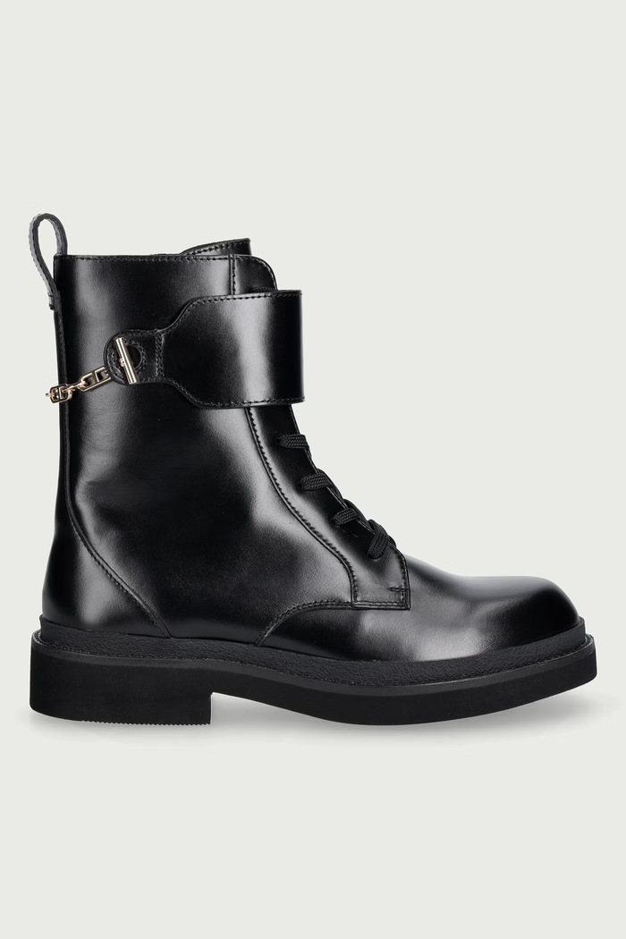 BOSS Členkové čižmy dámske kožené Eleri 50573124.001 čierna AW26