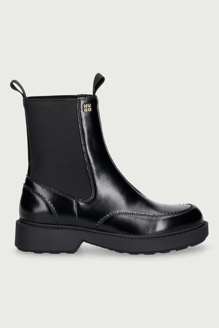 HUGO Боти челси дамски от кожа Angey 50573793.001 черен AW26