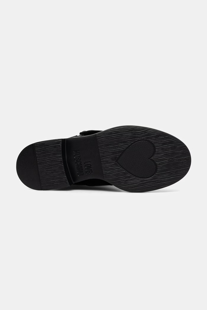 Love Moschino botki na płaskim obcasie damskie skórzane JA24064G1PIA0000 czarny
