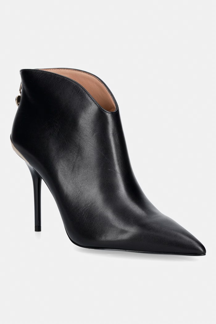 Love Moschino botki na szpilce damskie skórzane czarny JA21069G1PIA0000