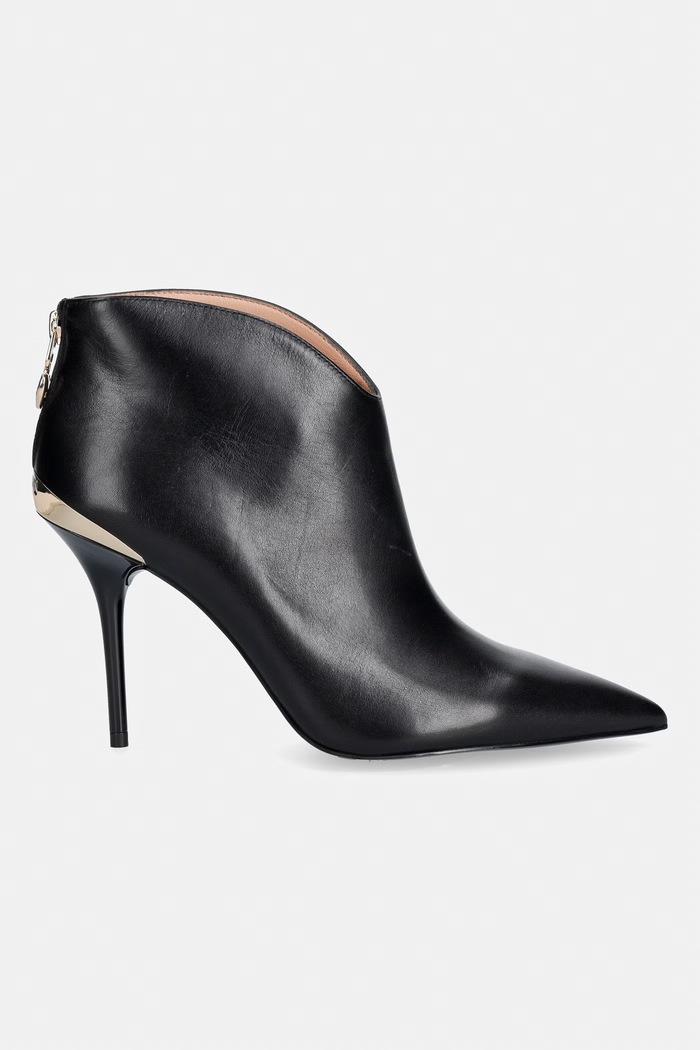 Love Moschino botki na szpilce damskie skórzane JA21069G1PIA0000 czarny AW26