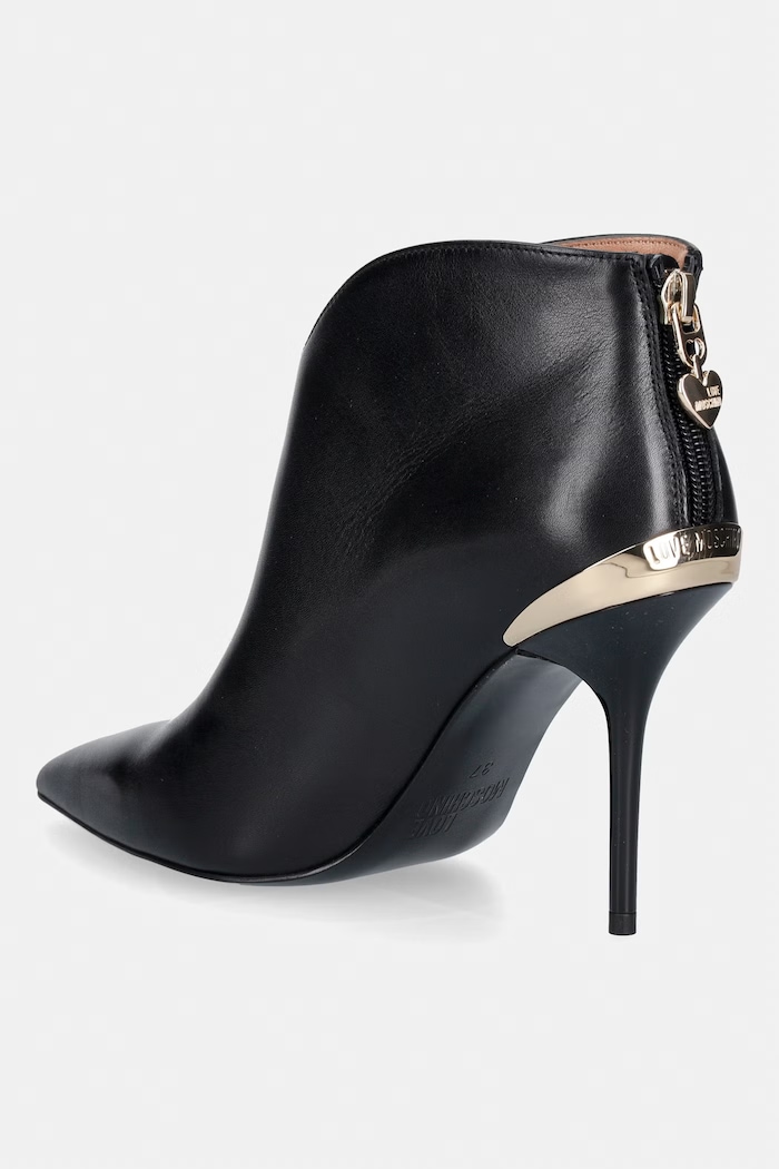 Obuwie Love Moschino botki na szpilce damskie skórzane JA21069G1PIA0000 czarny