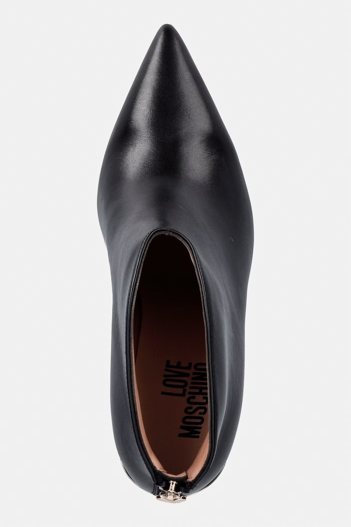 Love Moschino botki na szpilce damskie skórzane czarny JA21069G1PIA0000