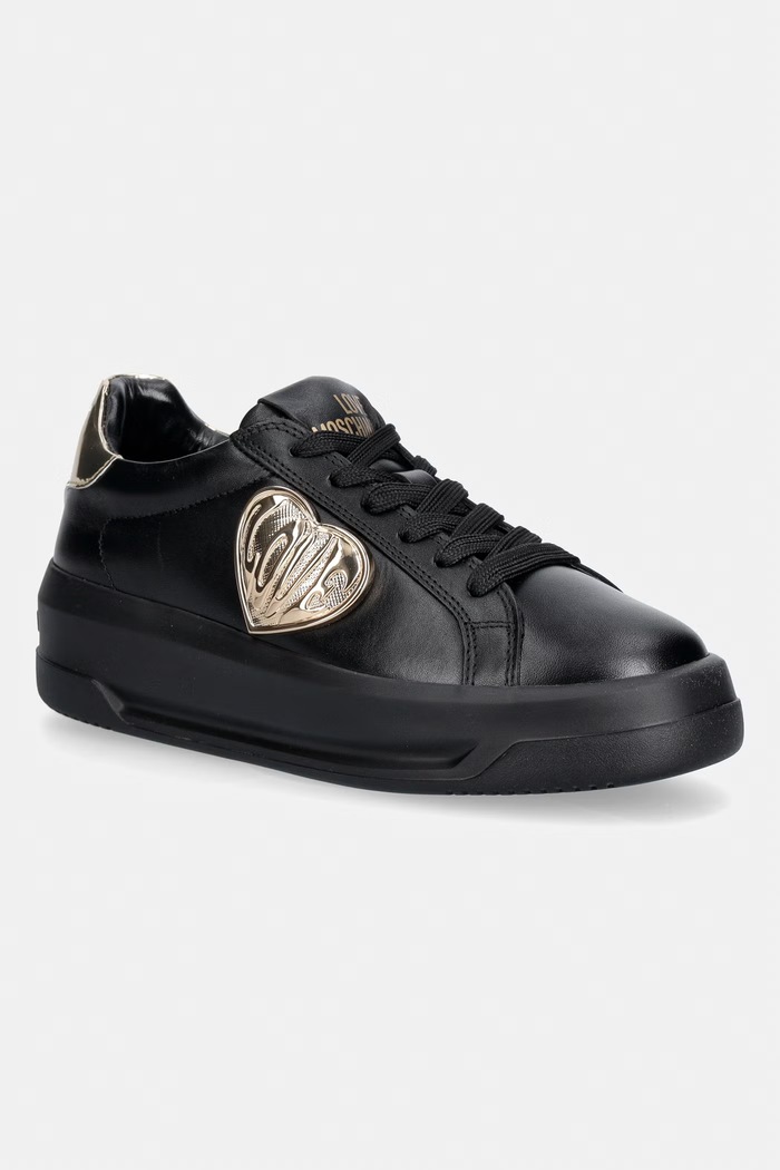 Love Moschino sneakersy damskie skórzane czarny JA15235G1PIAR00A