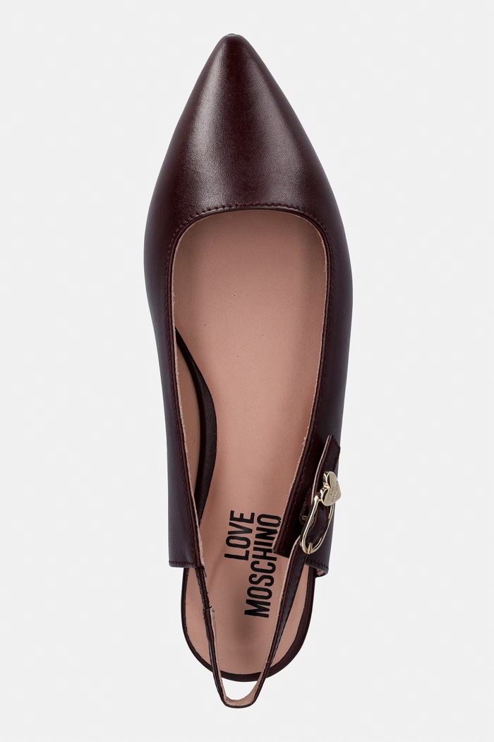 Love Moschino baleriny skórzane bordowy JA11221G1PIA0552