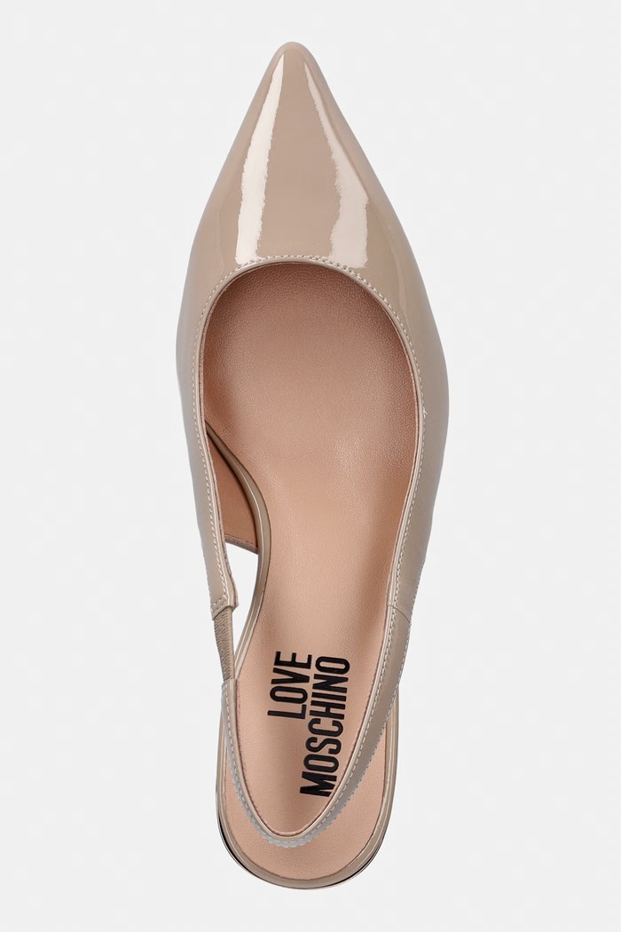 Love Moschino szpilki skórzane beżowy JA10336G1PIH0105