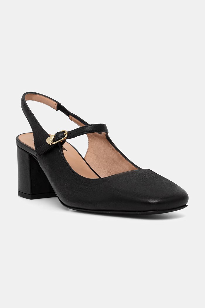 Love Moschino czółenka na słupku skórzane czarny JA10195G1PIE0000
