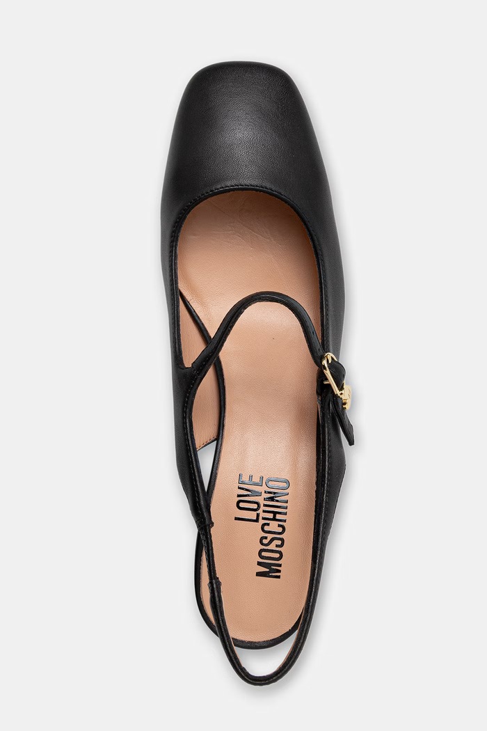 Love Moschino czółenka na słupku skórzane czarny JA10195G1PIE0000