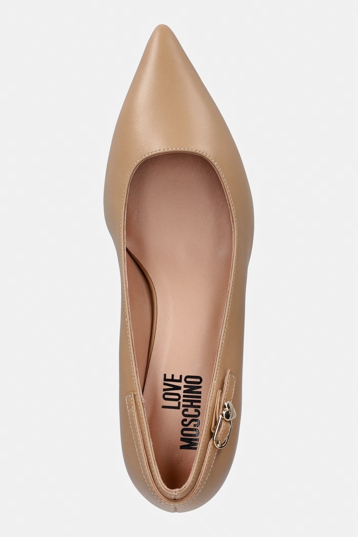 Love Moschino szpilki skórzane beżowy JA10176G1PIA0104