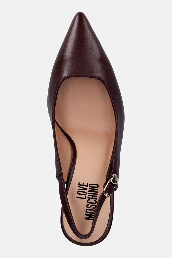 Love Moschino szpilki skórzane bordowy JA10149G1PIA0552