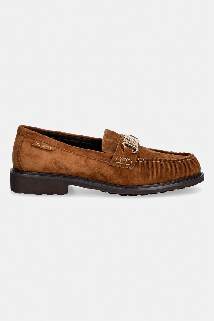 Love Moschino mokasyny damskie zamszowe JA10063G1PIG0212 brązowy AW26