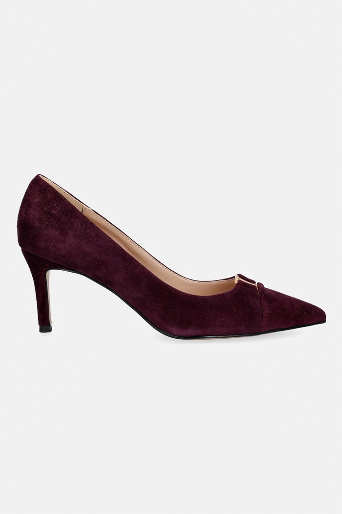 Twinset szpilki zamszowe 262TCP014.13670 bordowy AW26