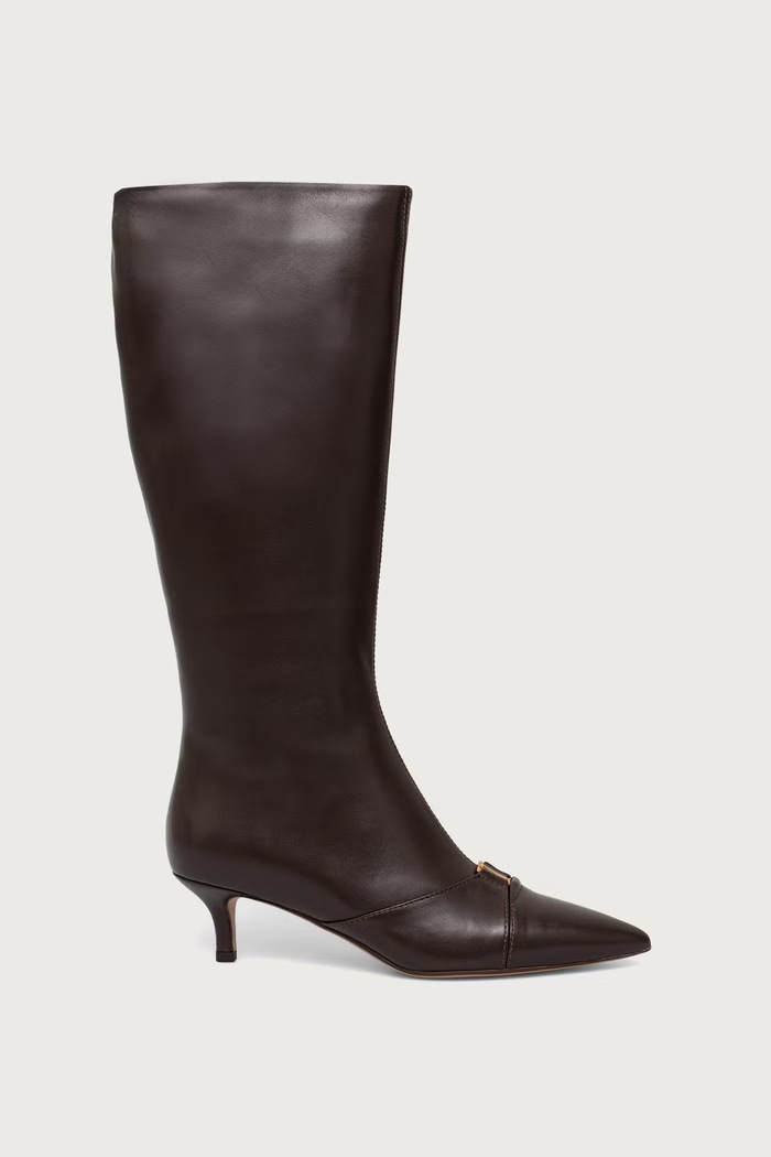 Twinset kozaki na szpilce damskie skórzane 262TCP01J.13411 brązowy AW26