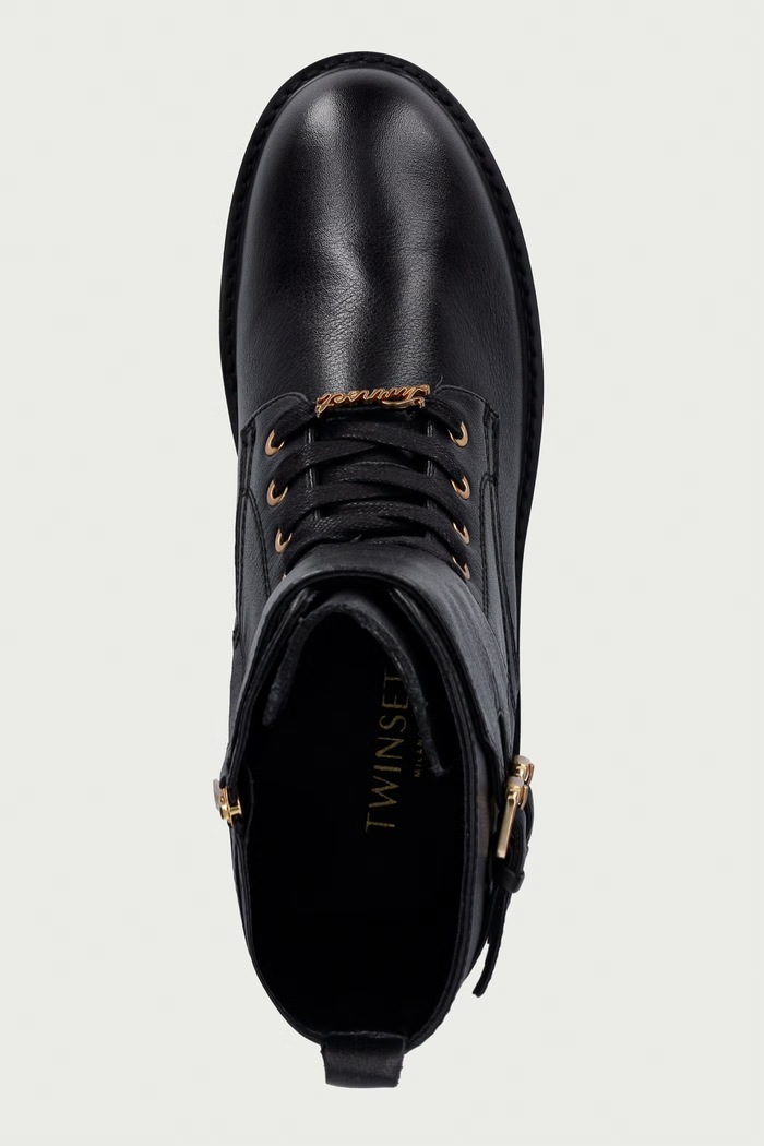 Twinset botki damskie skórzane czarny 262TCP084.00006
