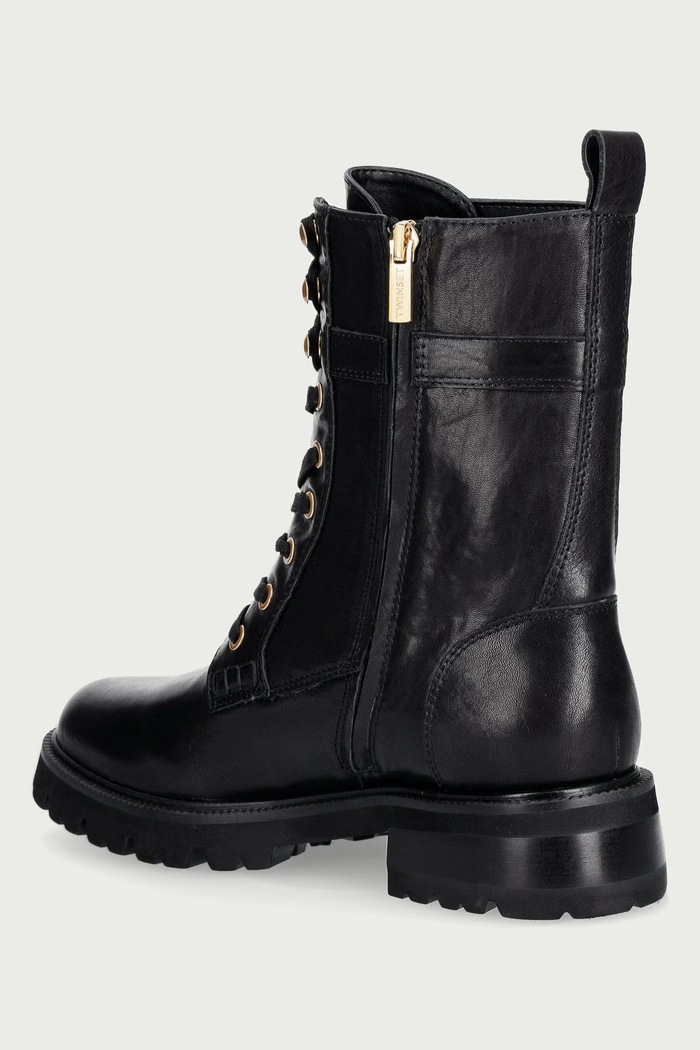 Obuwie Twinset botki damskie skórzane 262TCP074.00006 czarny