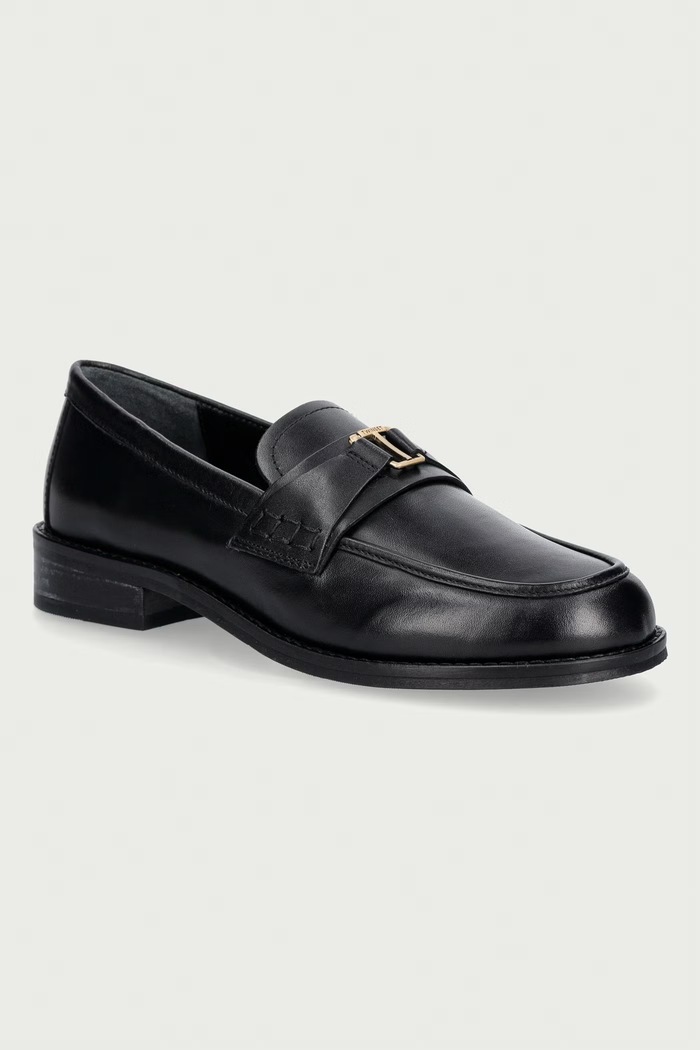 Twinset loafersy damskie skórzane czarny 262TCP020.00006
